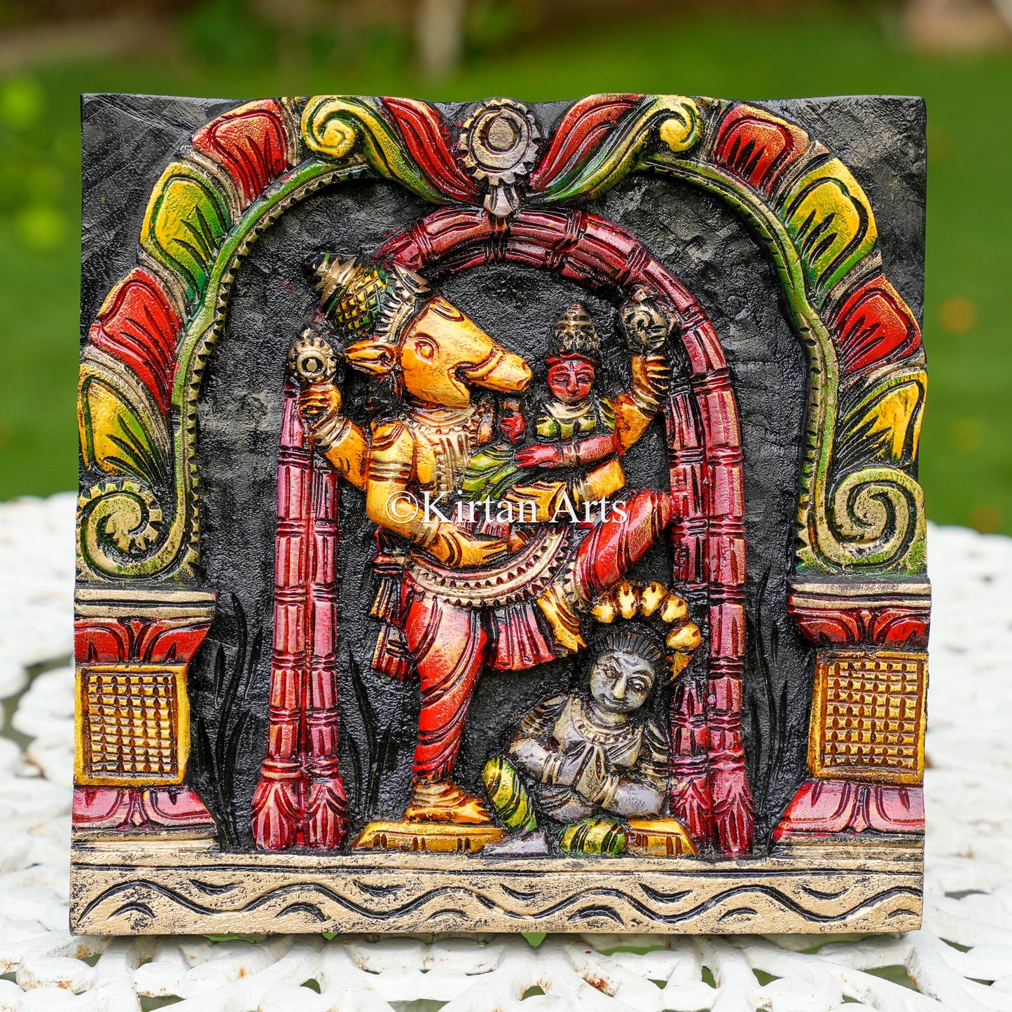 12" Hand-Carved Wooden Lord Varaha Panel