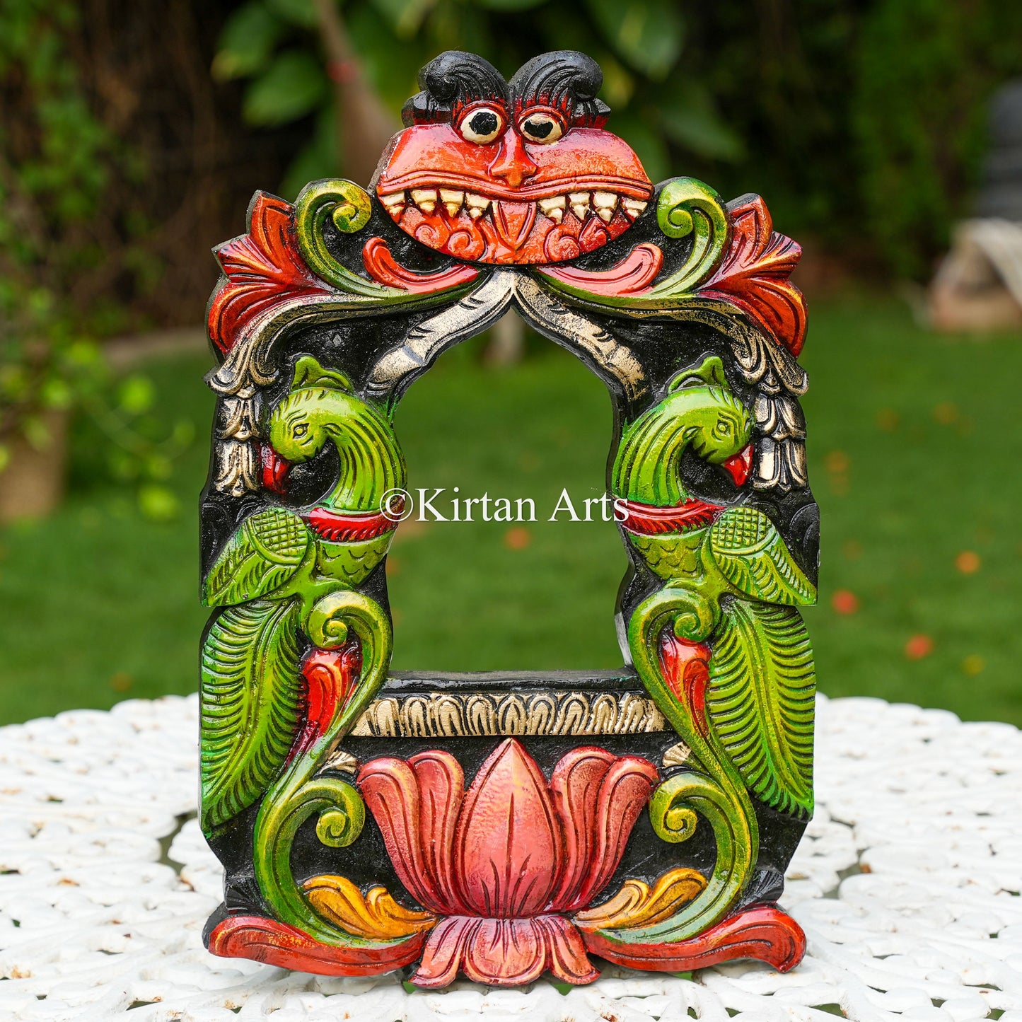 18"x12" Hand-Carved Solid Wood Peacock Frame | Jharokha Mirror Frame