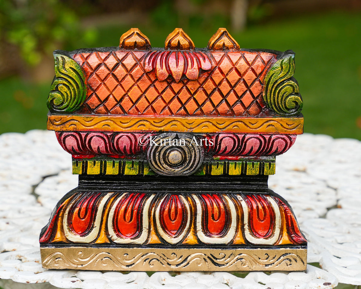 11" Hand-Carved Wooden Gopuram Wall Panel