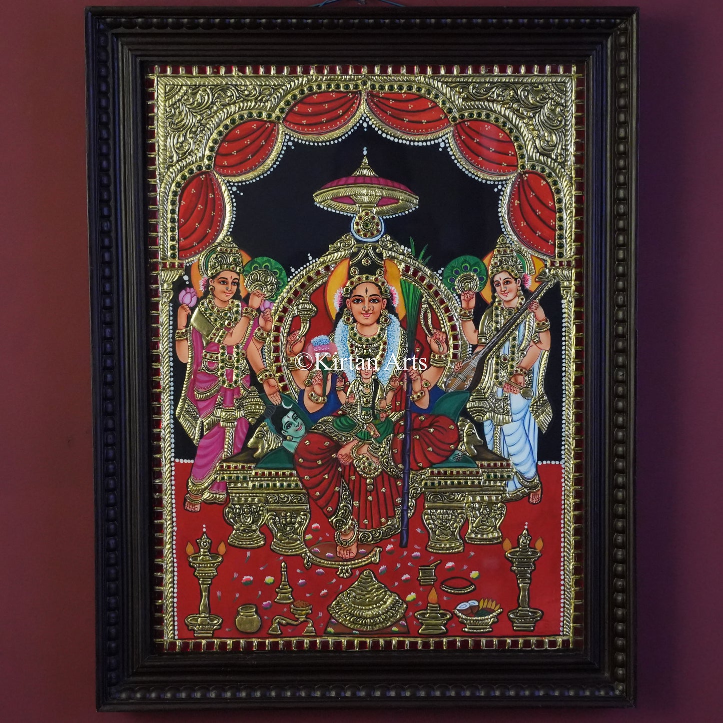 Goddess Rajarajeshwari Tanjore Painting – 24x18 Inch Artwork (27x21 Inch with Frame)