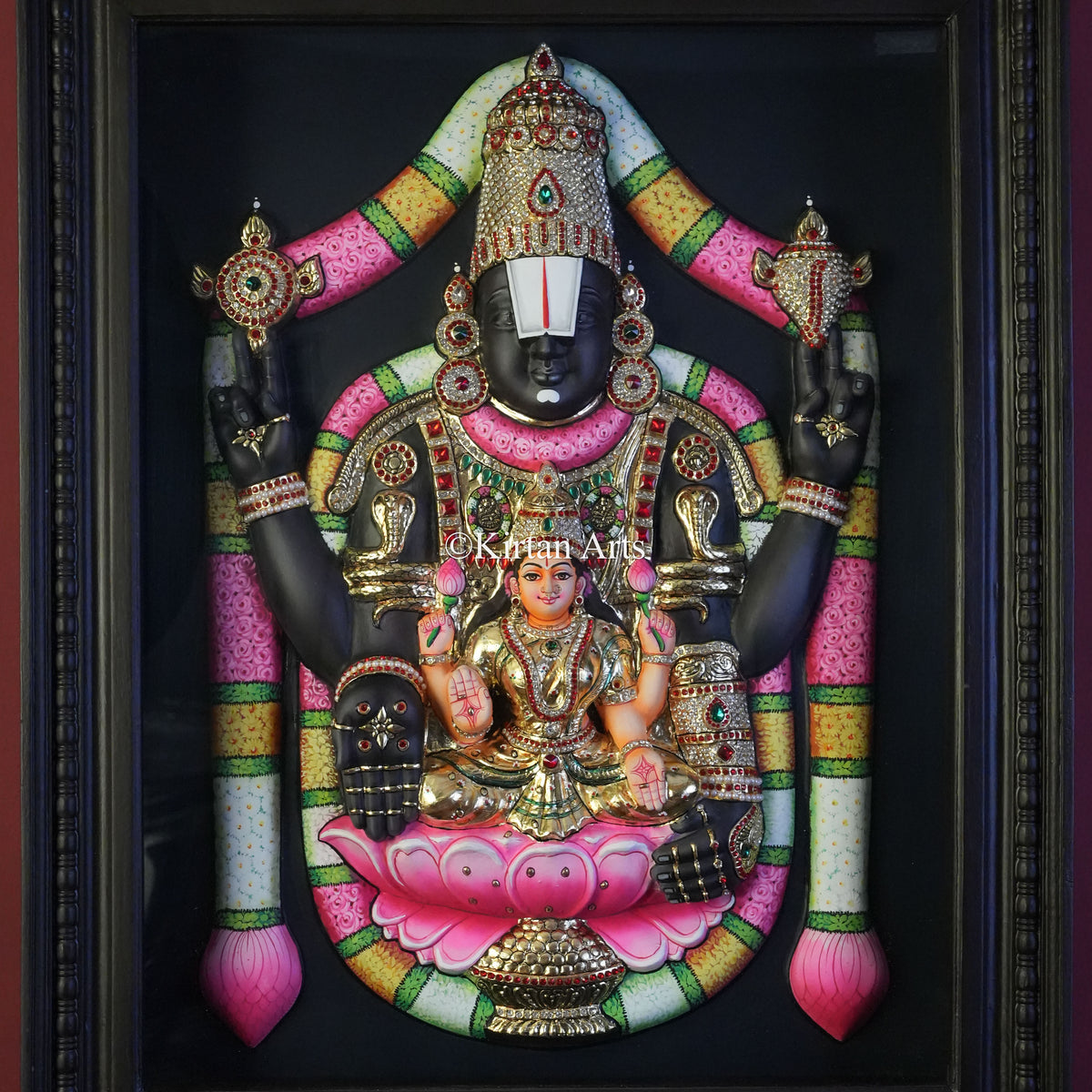 Lord Balaji/Venkateswara Swamy with Lakshmi 3D Embossed Tanjore Art | 30"