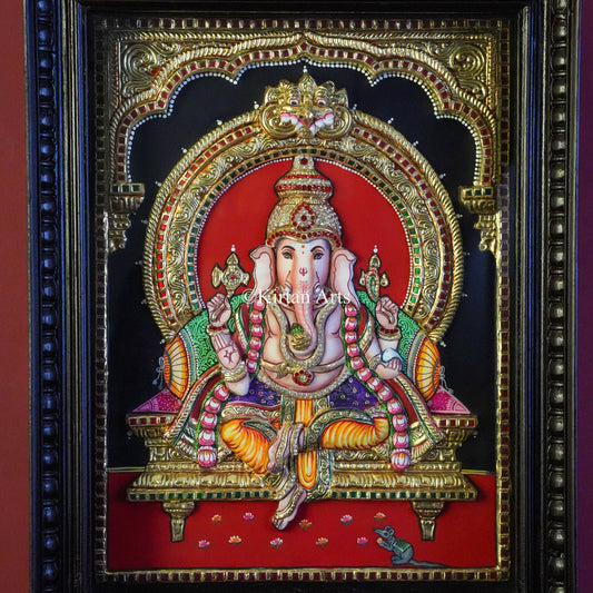 Embossed 3D Lord Ganesha Tanjore Painting – 22.5x17x4 Inch