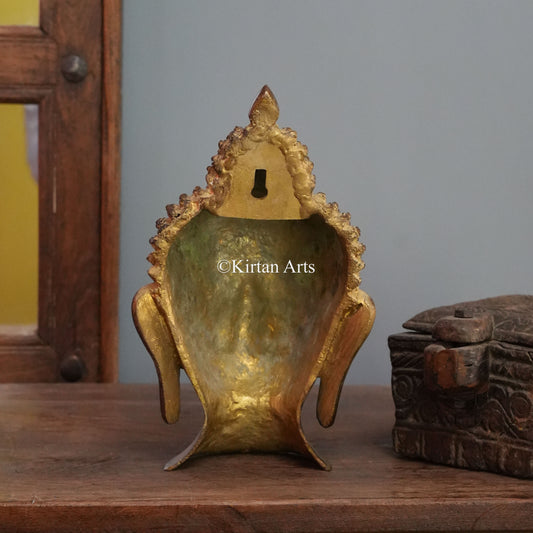 Antique Brass Buddha Head Bust 11"