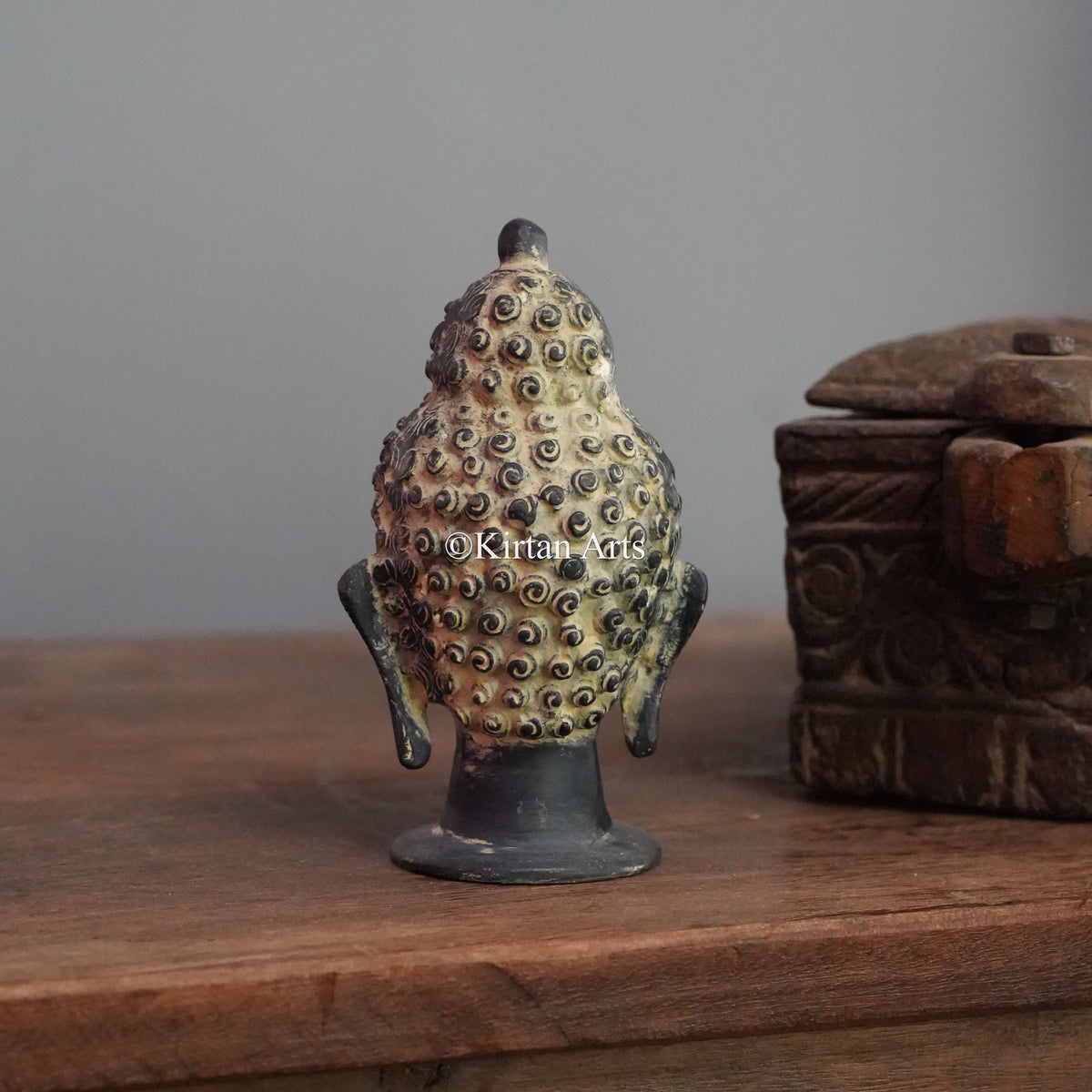 Brass Petite Charcoal Buddha Head Bust
