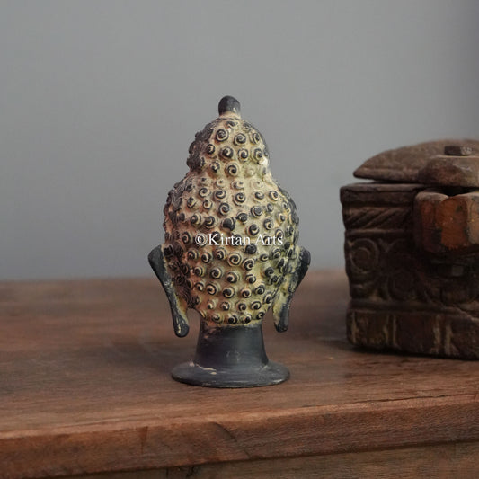 Brass Petite Charcoal Buddha Head Bust