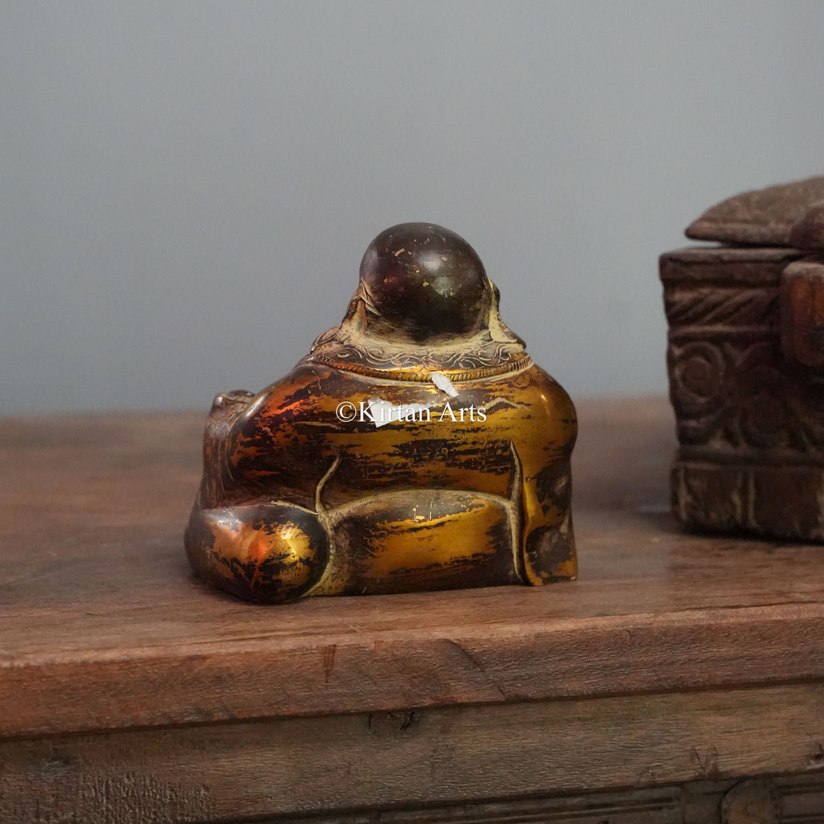 Brass Antique Bronze Laughing Buddha 4.5"
