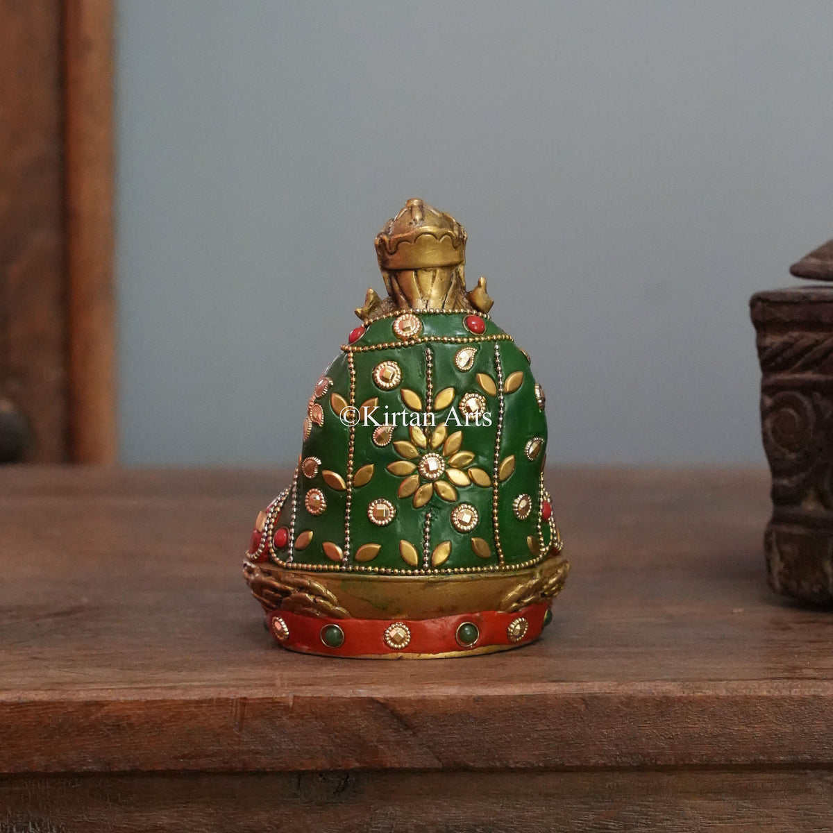 Hand-Painted Tibetan Lama Statue with Jeweled Robes 5"