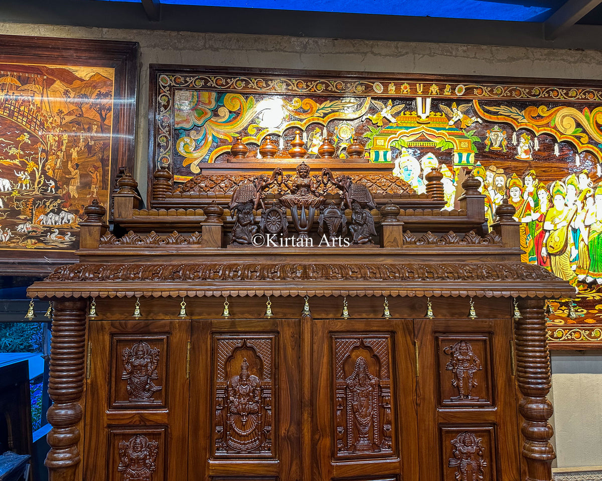 Majestic Teakwood Dasavatar Carved Mandir 102"