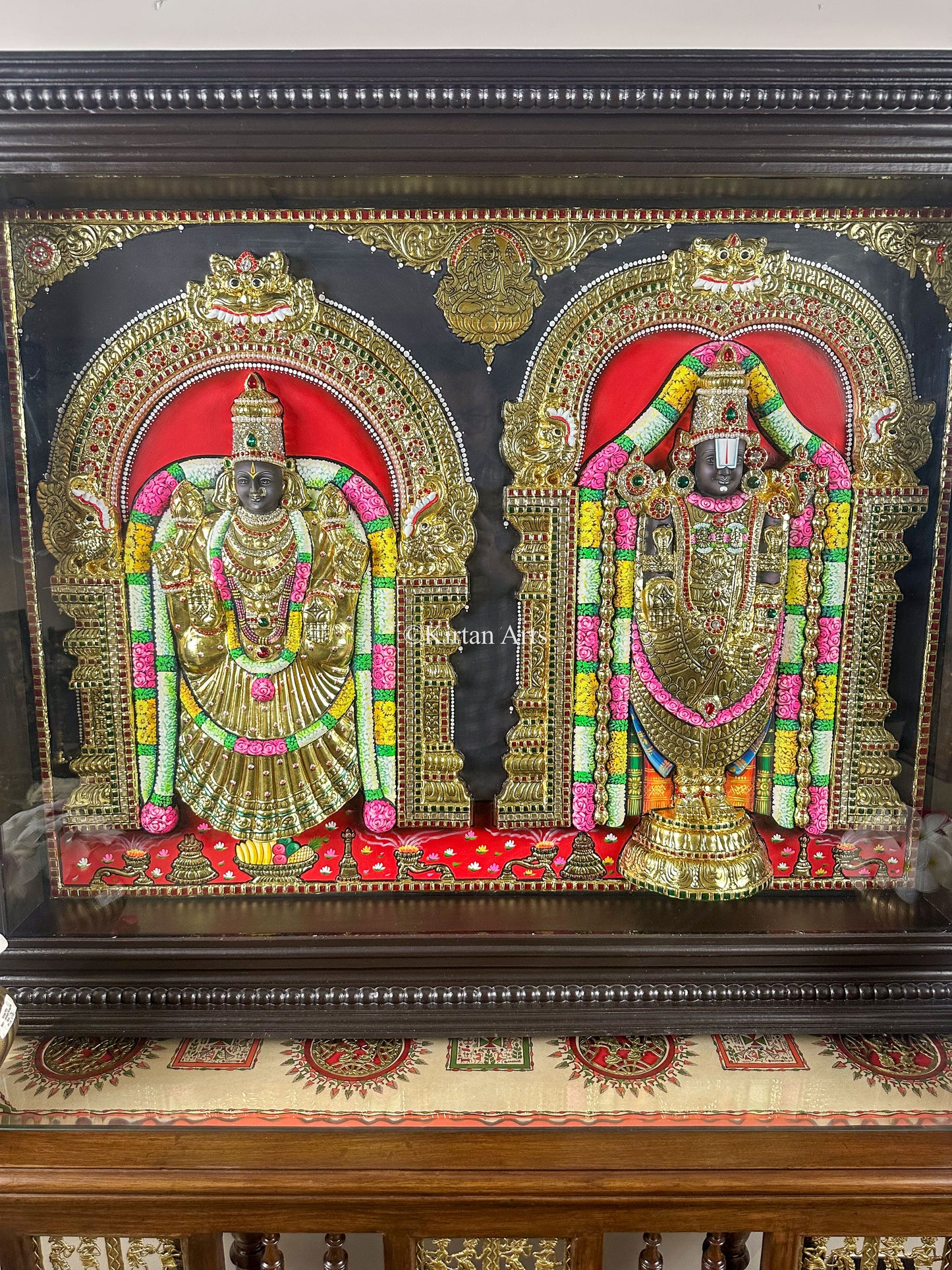 Lord Tirupati Balaji w Padmavathi Devi Tanjore |3D Embossed| 45"