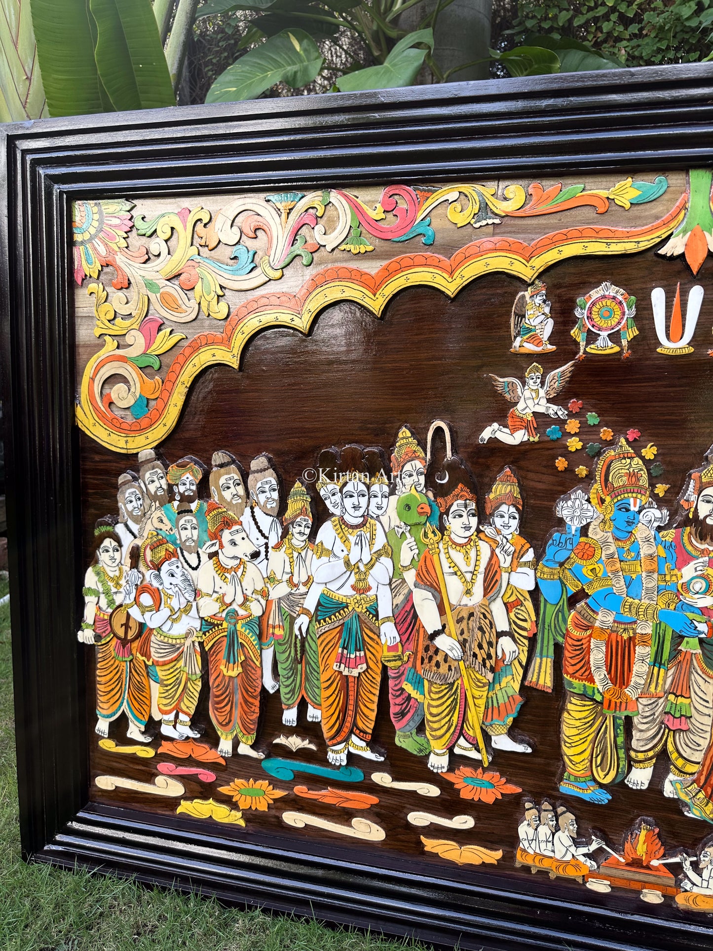 Srinivasa Kalyanam Panel | Teakwood Frame | Embossed Work | 5x3 ft