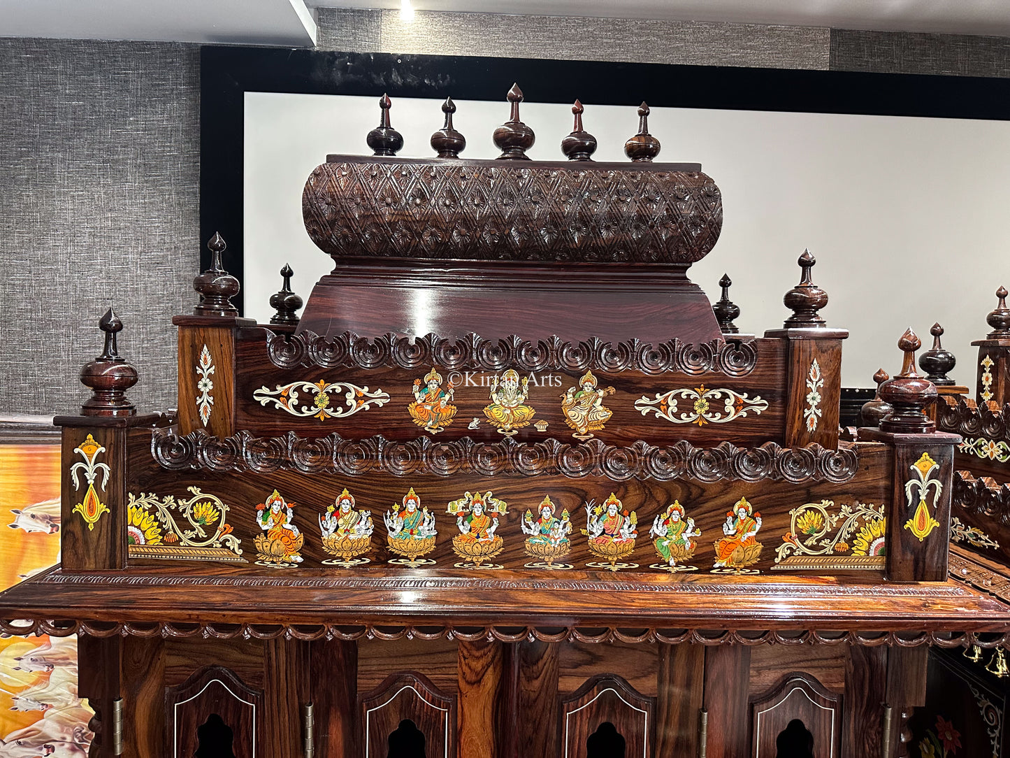 Rosewood Puja Mandir w Storage and Doors | 6.5x4x2 ft