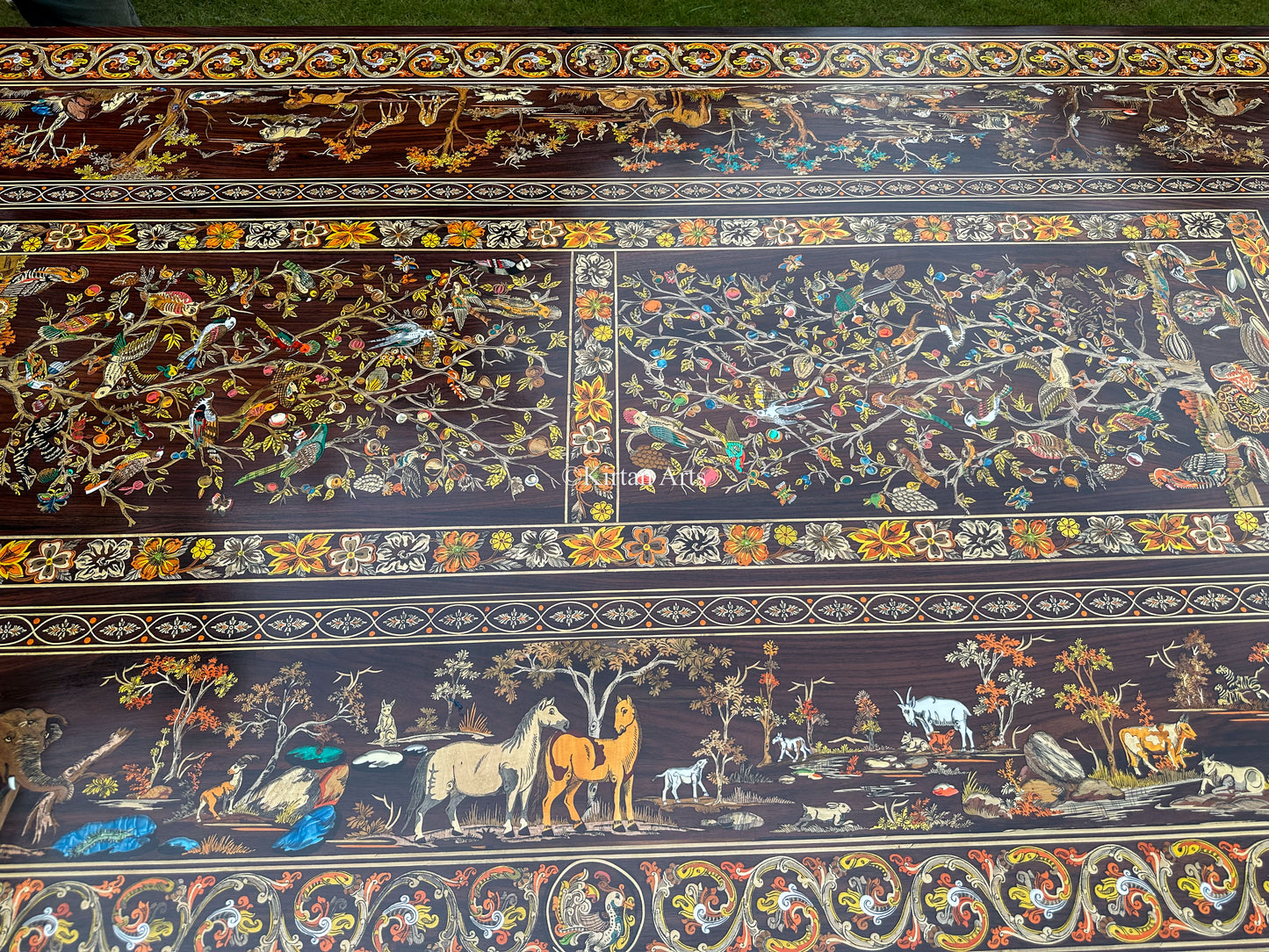 Rosewood Dining 8 Seater Set | Jungle Theme Inlay | 8x4 ft