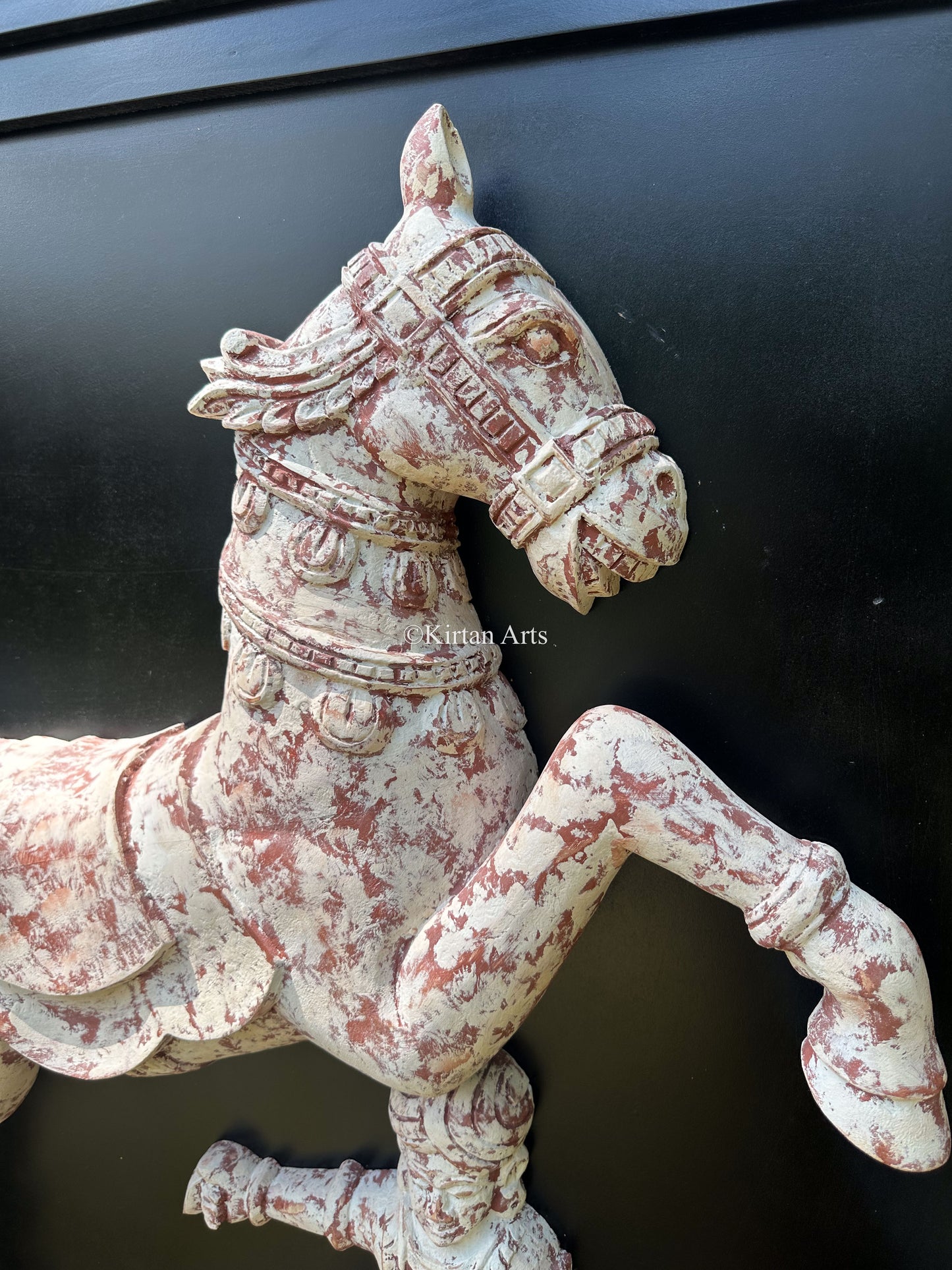Wooden Horse Sculpture w Frame | 42x42 Inches