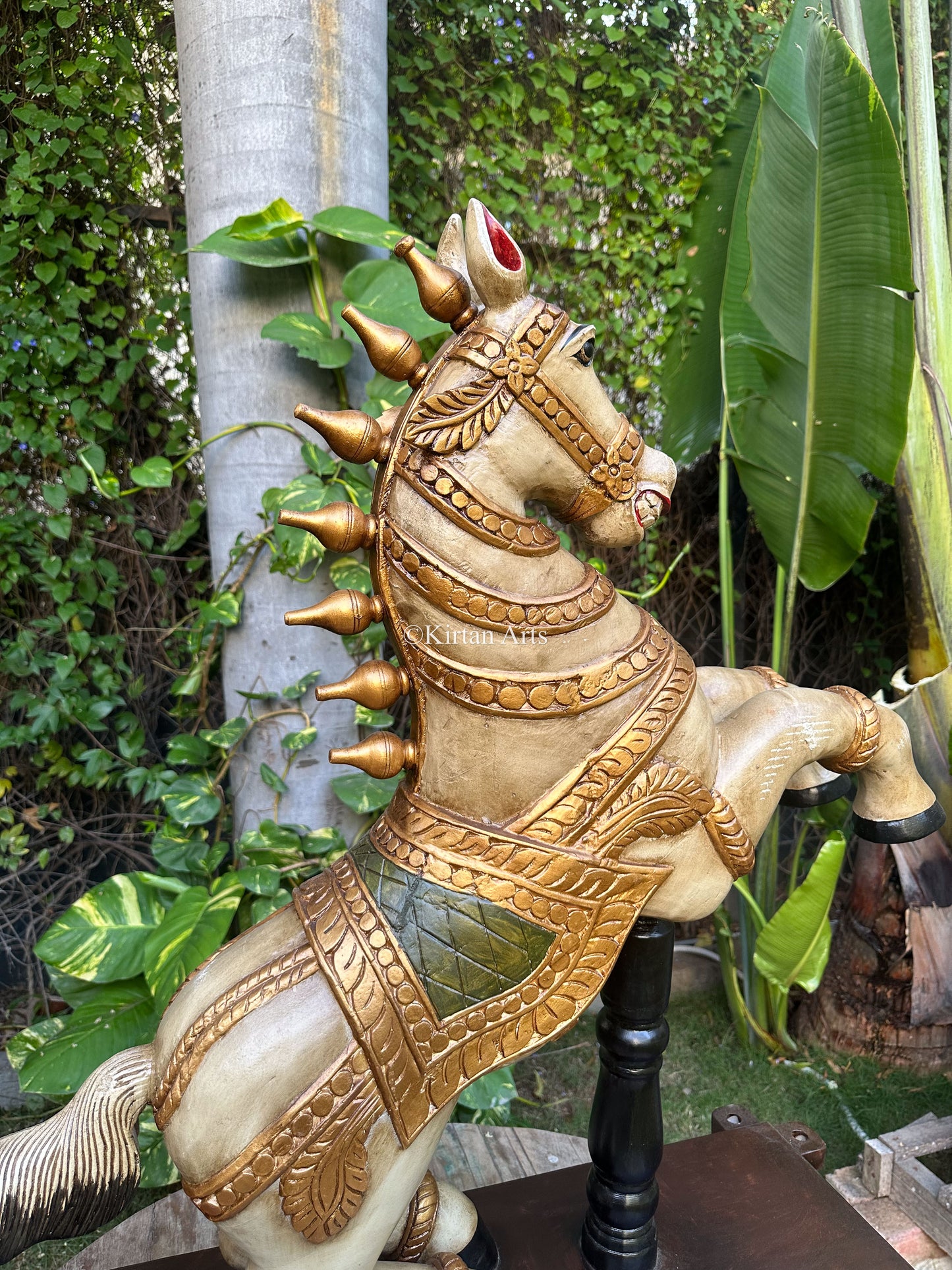 Wooden Horse | White and Gold Hues | 41"