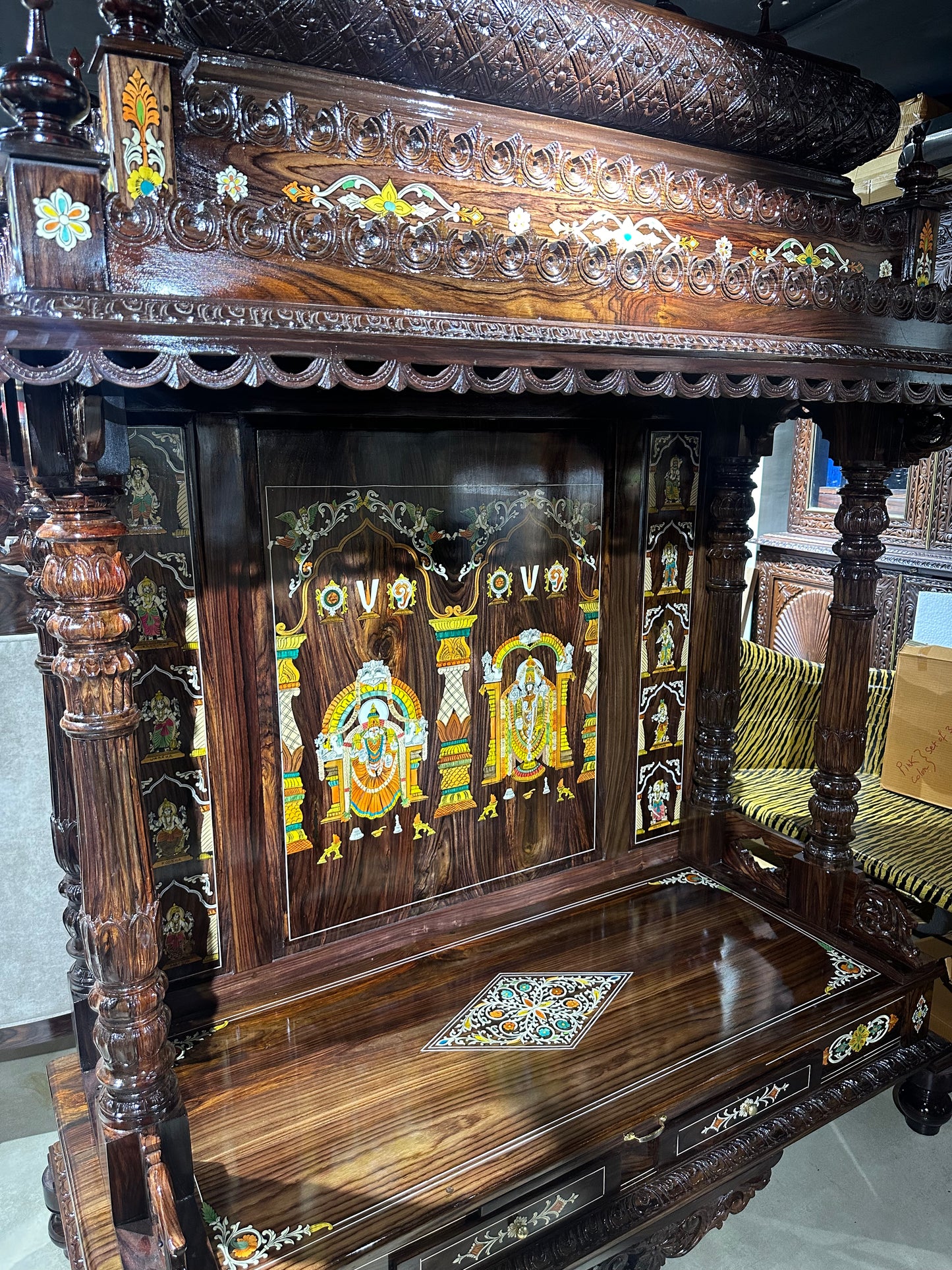 Rosewood Mandir Hand Carved 5x2ft