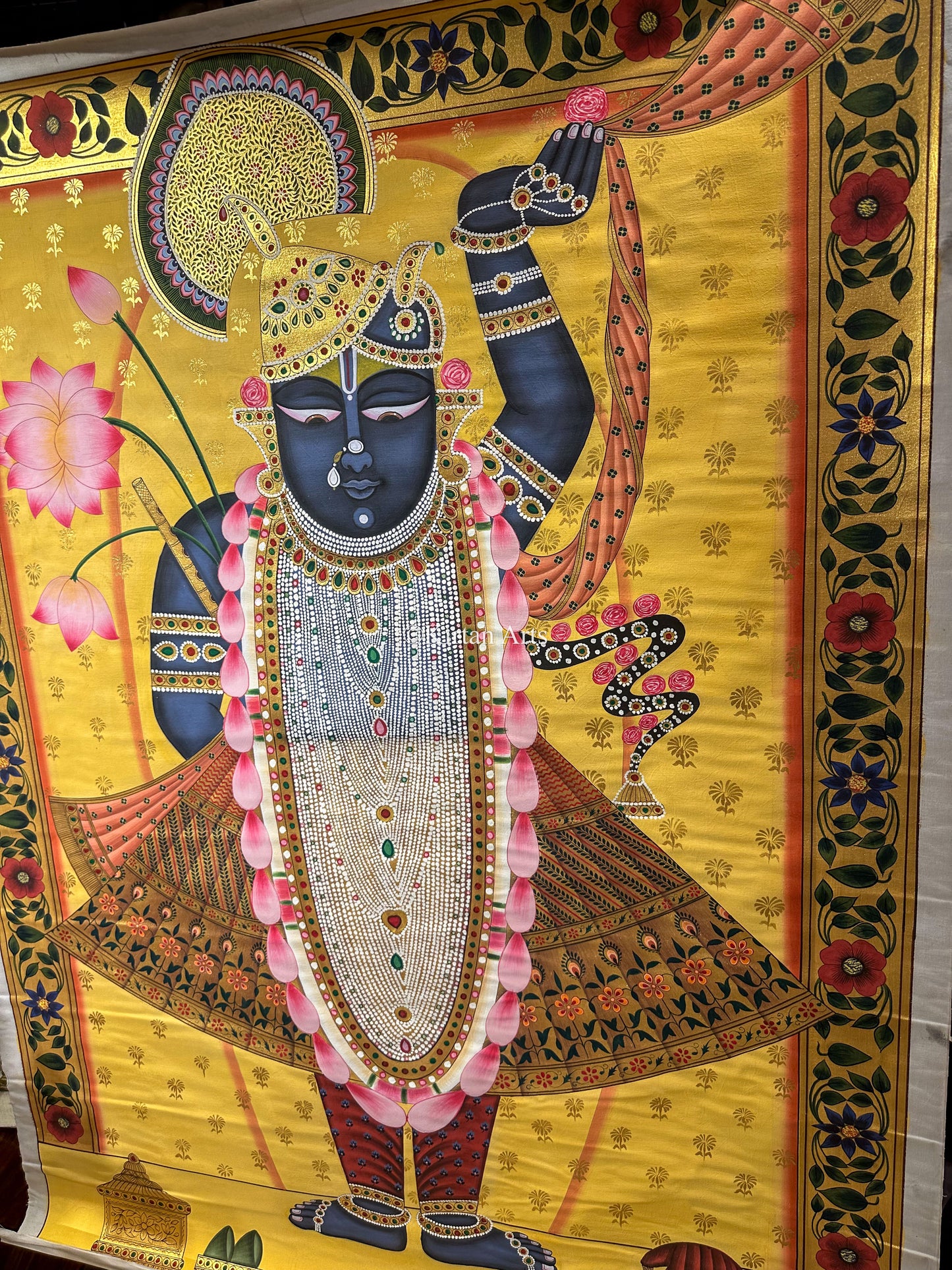 Shrinathji Pichwai Painting | 4x3 ft | Yellow Background