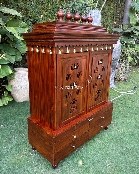 Teakwood Mandir with Pocket Doors | 5.6x4x2 ft | Customisable