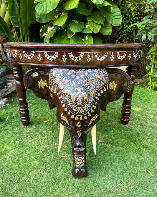 Rosewood Elephant Console Table | Large Size | Inlay Work | 48"