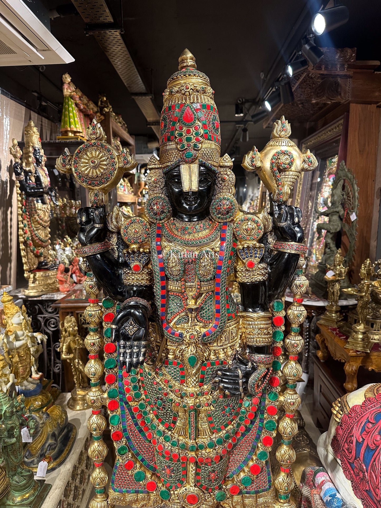 Brass Tirupati Balaji Statue | Lord Venkateswara | Stonework | 4 Ft