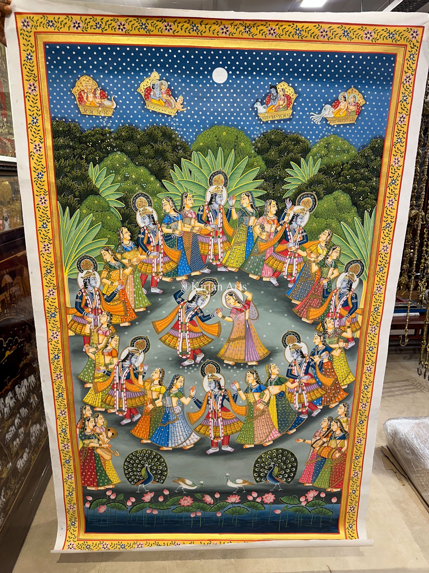Lord Krishna Raslila Pichwai | 5x3 ft