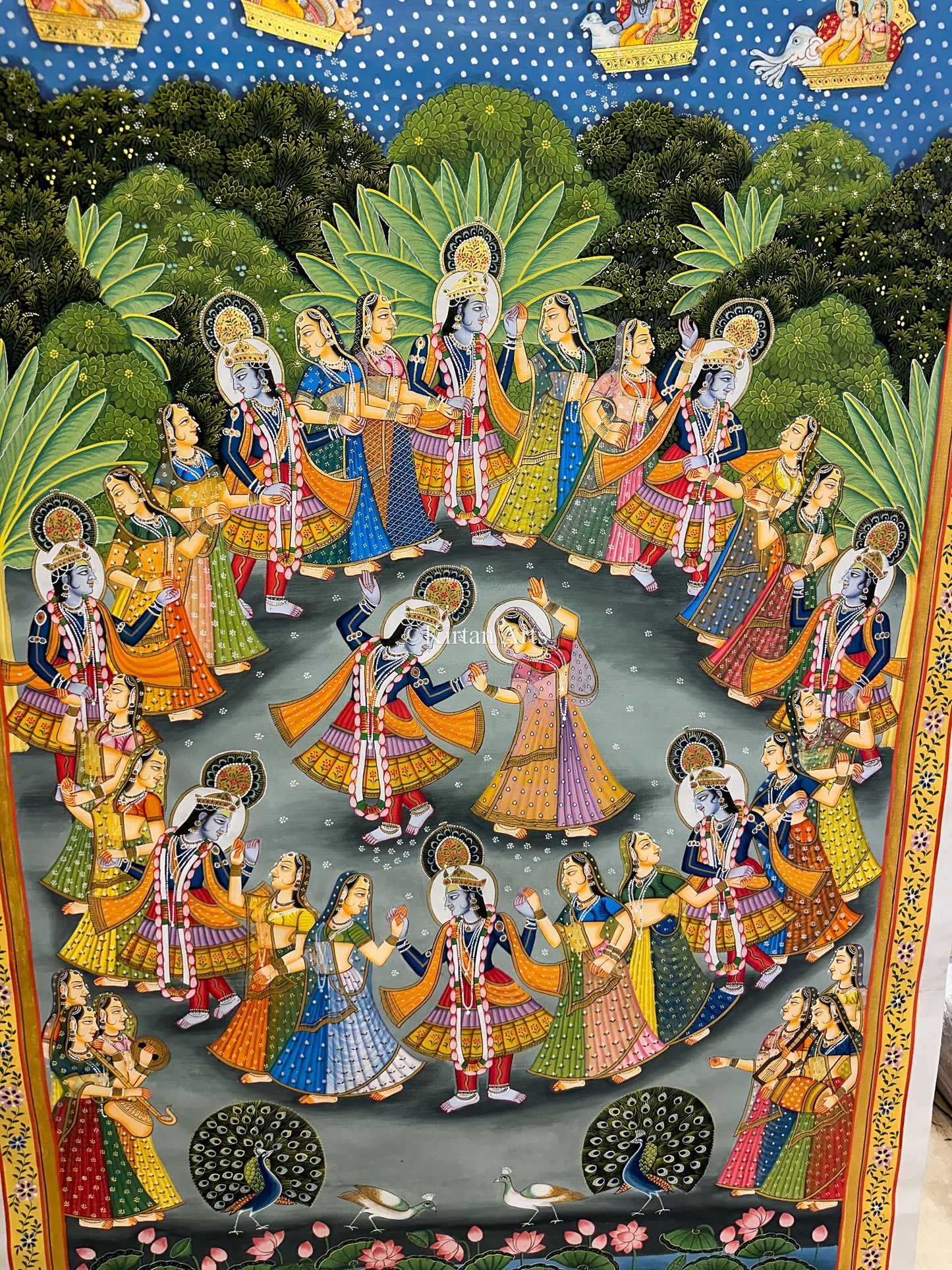 Lord Krishna Raslila Pichwai | 5x3 ft