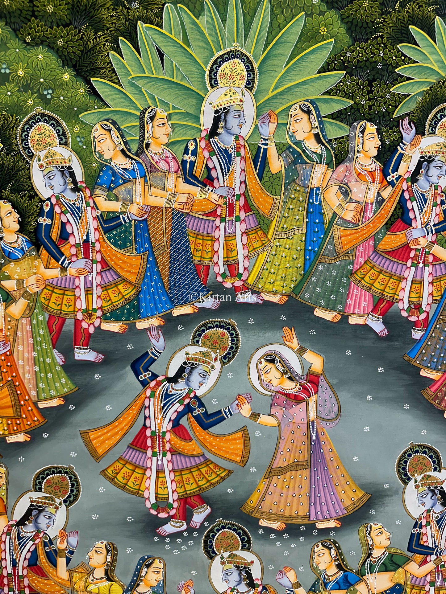 Lord Krishna Raslila Pichwai | 5x3 ft