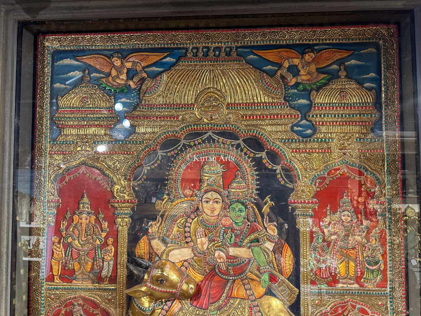 Lord Shiva Pradosham Tanjore Painting | 5.5x4.5 ft | Antique Finish