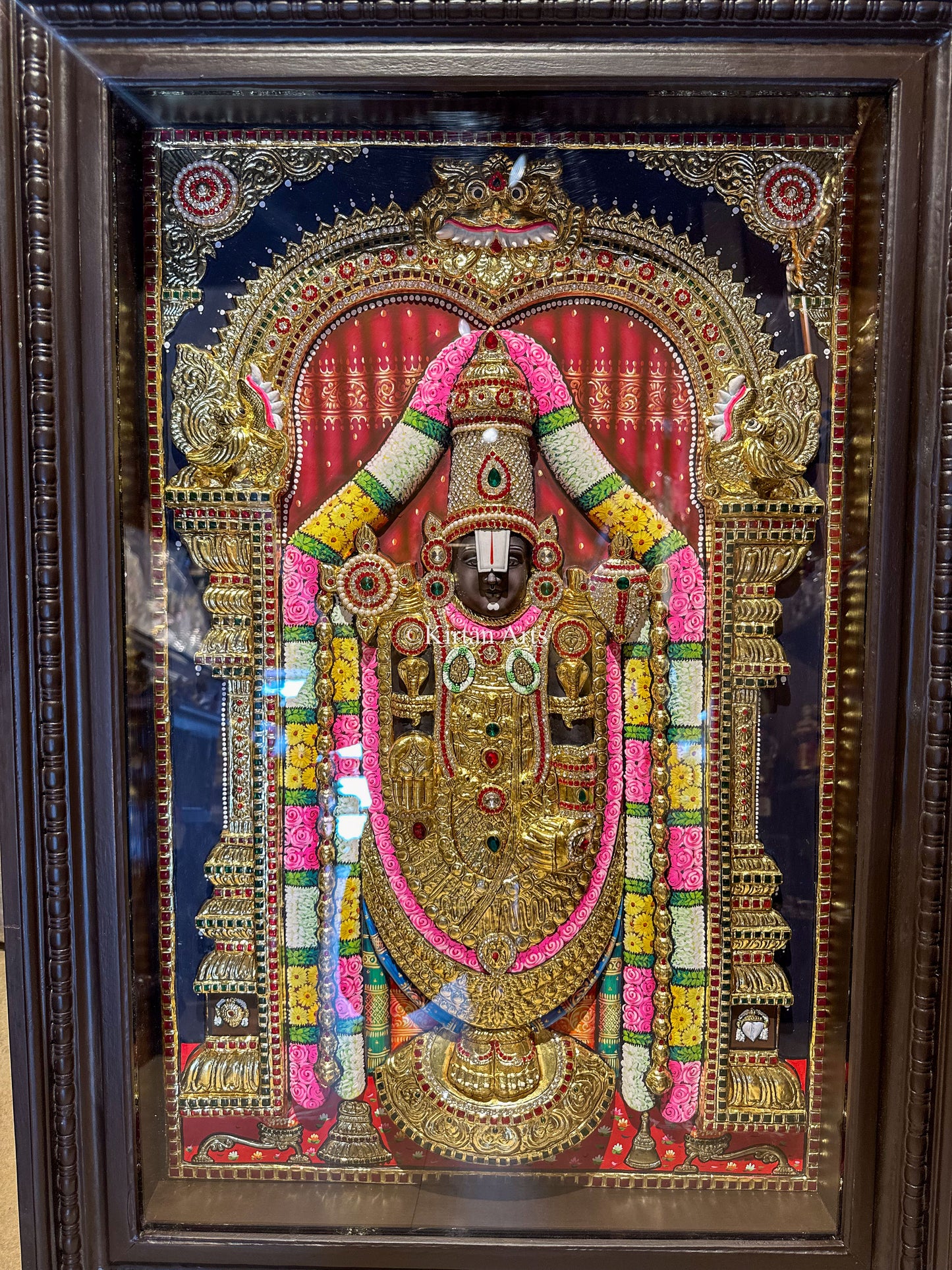 Lord Venkateswara Swamy Tanjore Painting | 3D Embossed Artwork | Lord Balaji | 3x2 ft