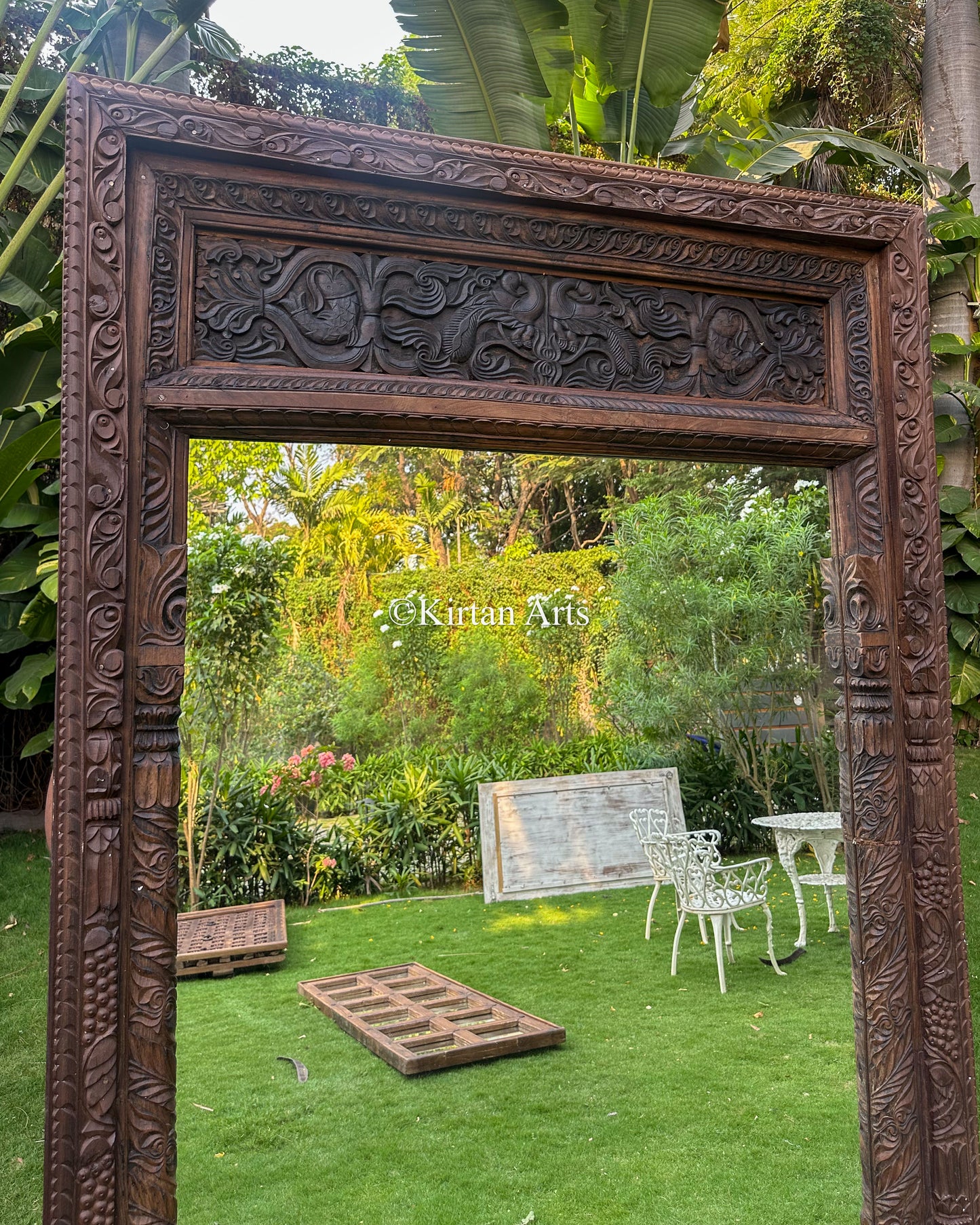 96" Vintage Ornate Reclaimed Wooden Mirror – Grand Architectural Statement Piece