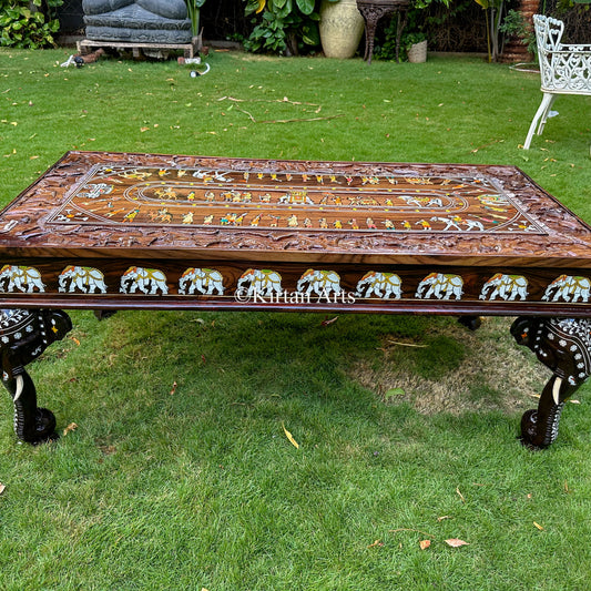 Rosewood Elephant Center Table | 4x2 ft
