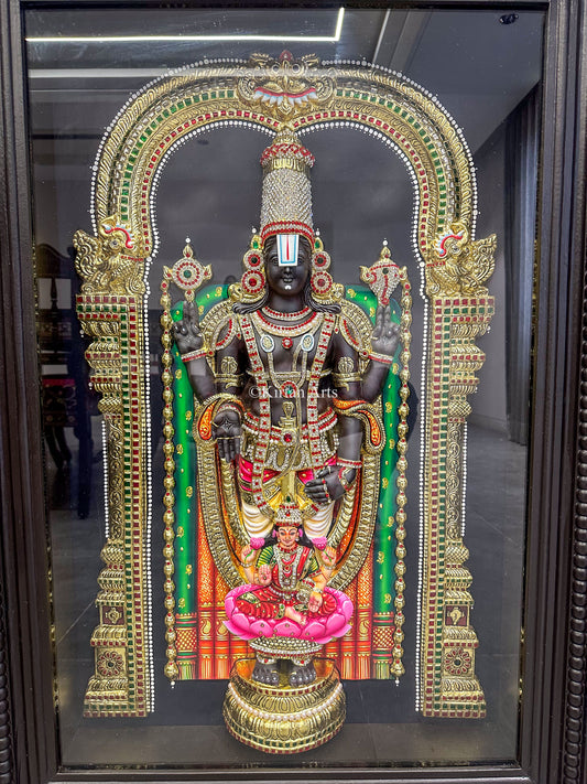 Lord Balaji with Lakshmi 3D Embossed Tanjore Painting | 3x2 ft
