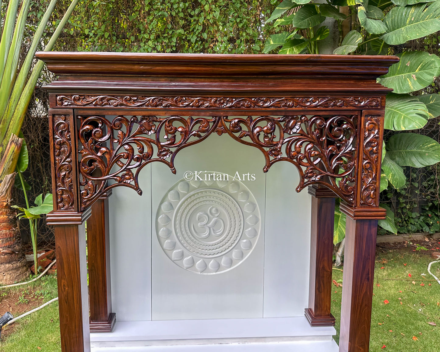 Hand-Carved Teakwood Mandir | Duco Backdrop | 6x4 ft