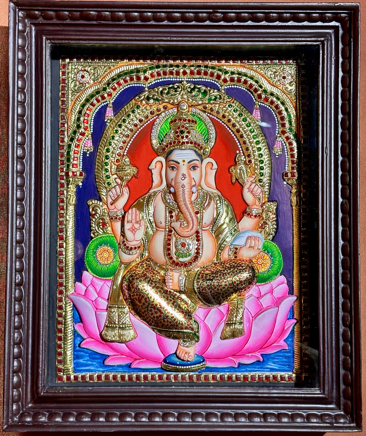 Lord Ganesha Tanjore Embossed