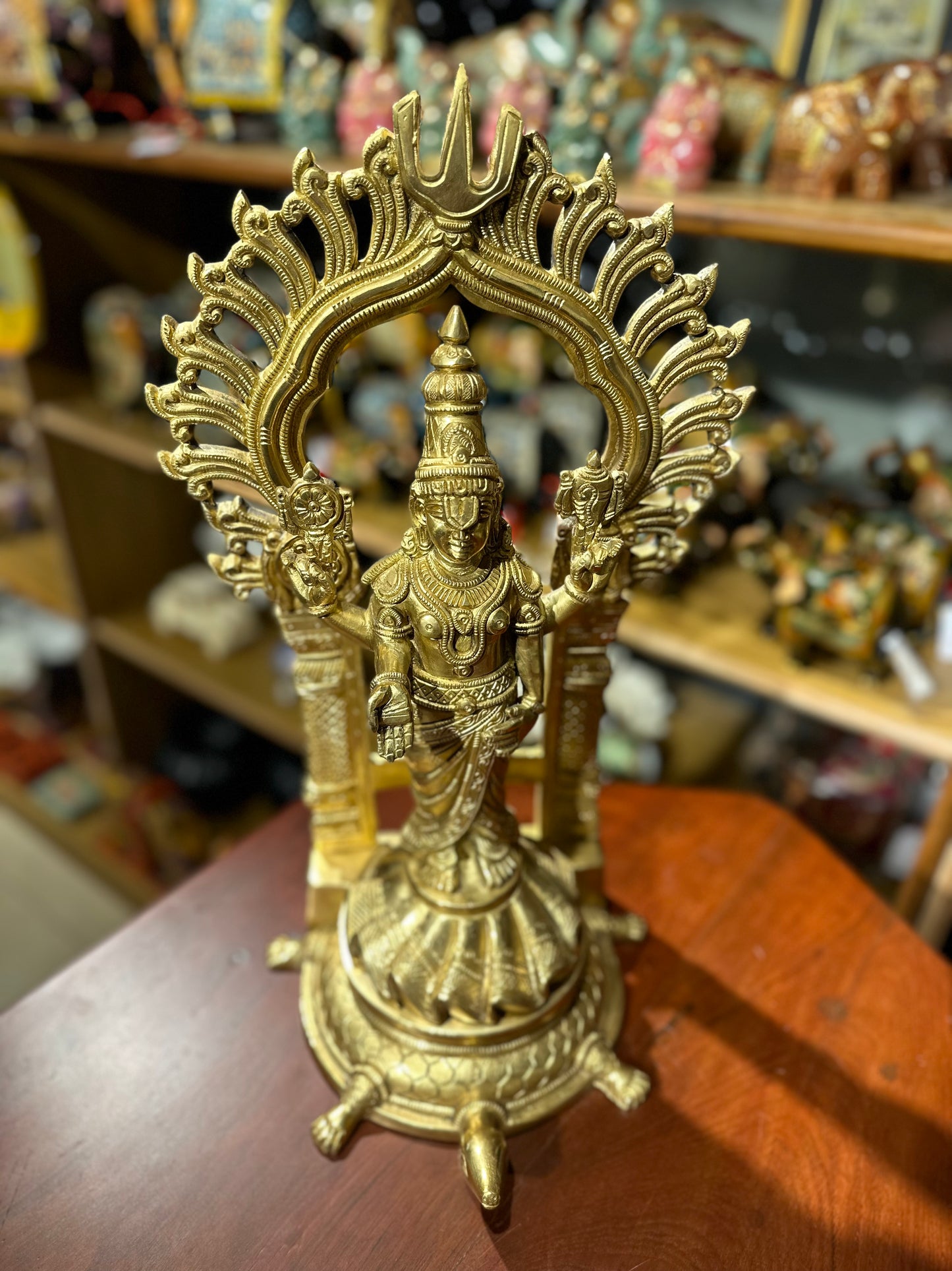 17” Standing Tirupati Balaji Brass Statue on Tortoise