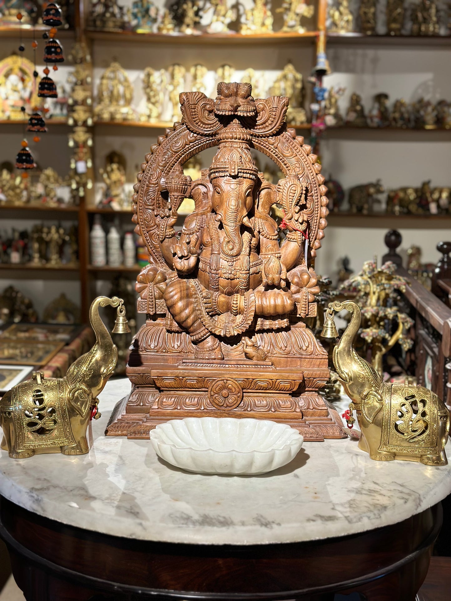 Wooden Ganesha (Rajaganapathy) Handcarved 26"