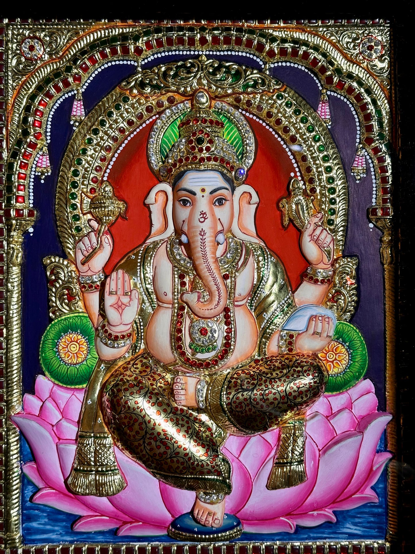 Lord Ganesha Tanjore Embossed