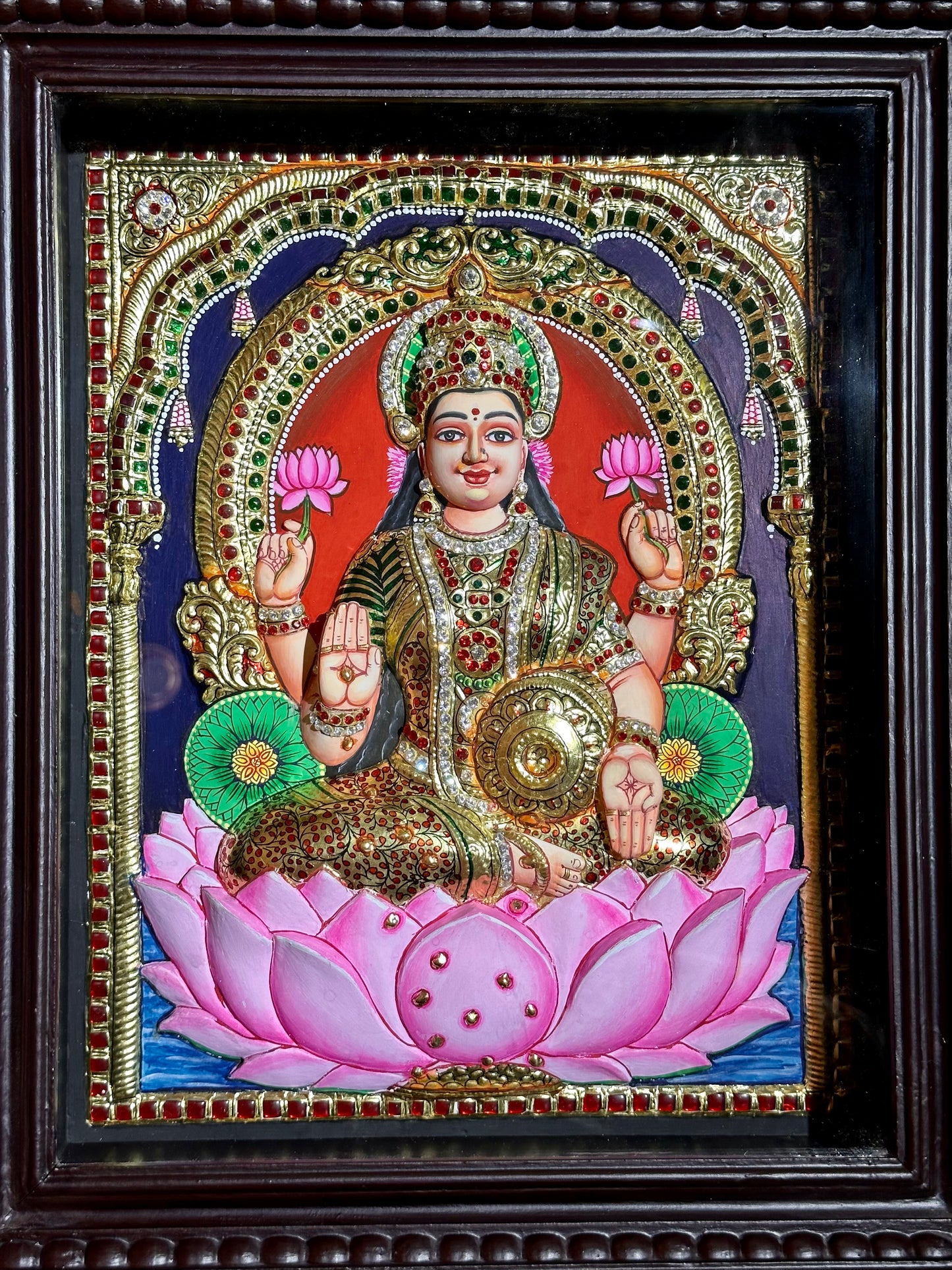 Goddess Lakshmi Tanjore Embossed