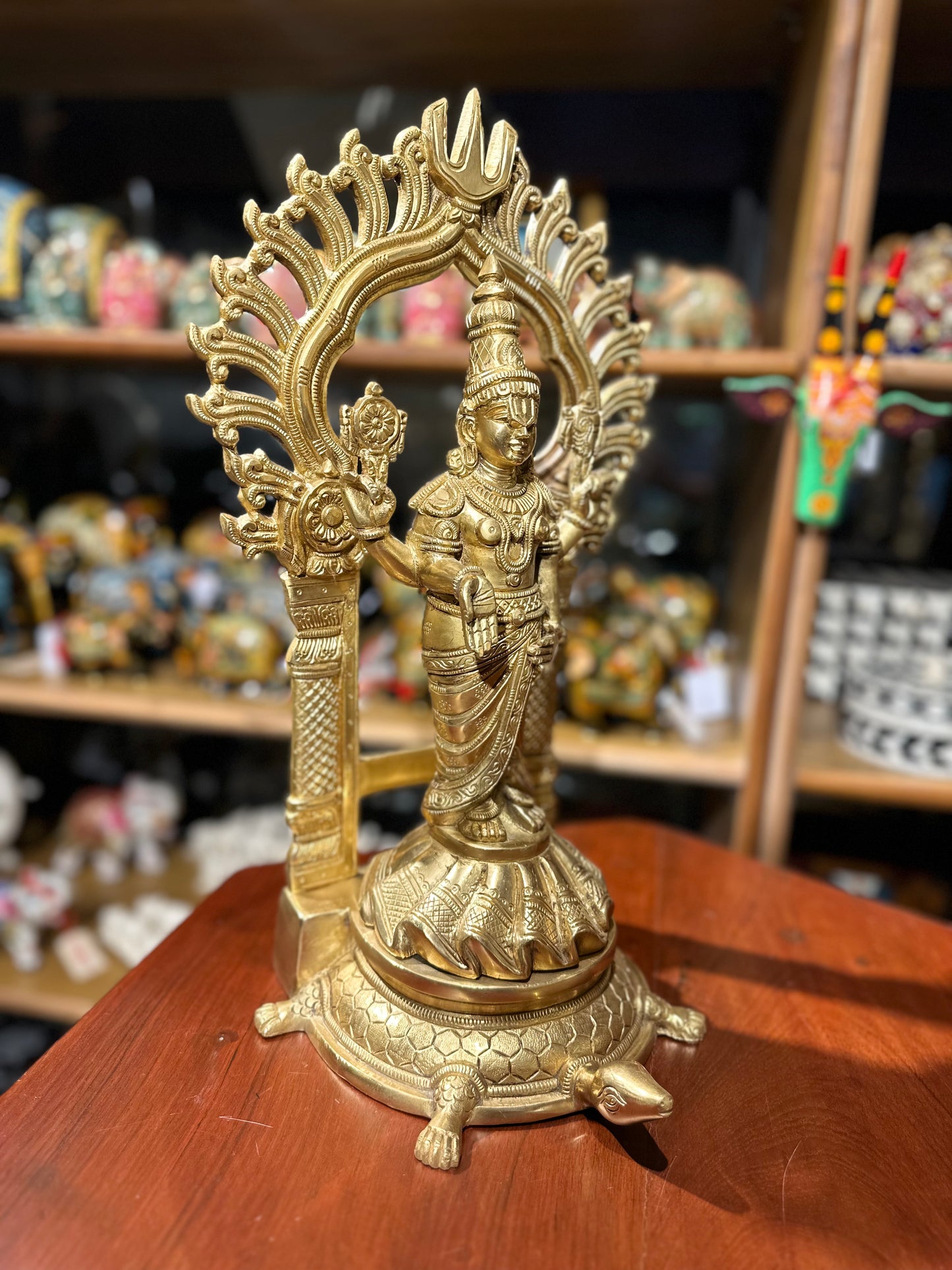 17” Standing Tirupati Balaji Brass Statue on Tortoise