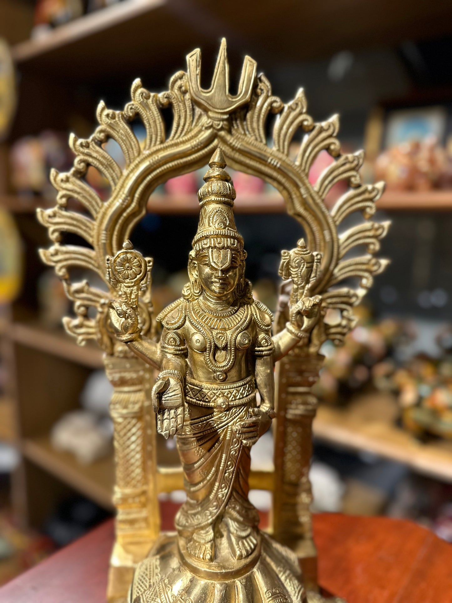 17” Standing Tirupati Balaji Brass Statue on Tortoise