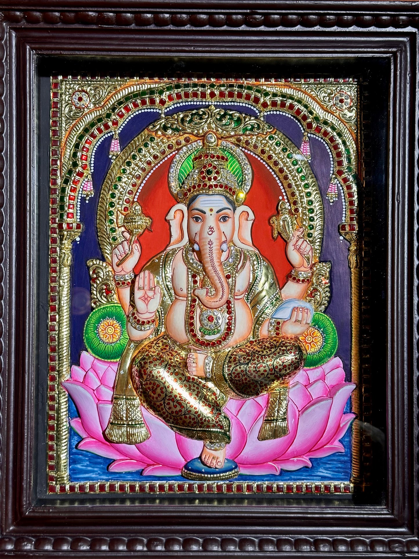 Lord Ganesha Tanjore Embossed