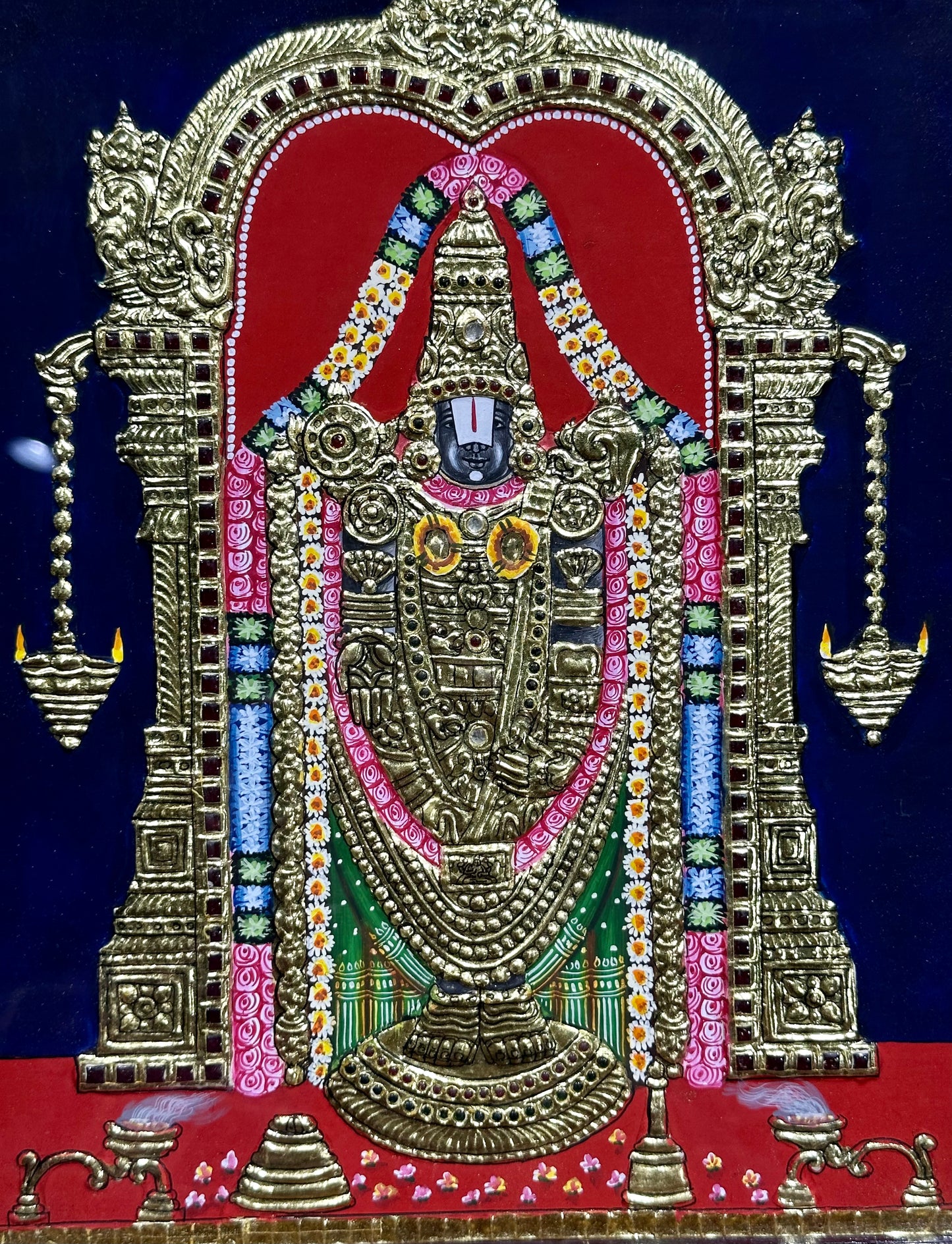 Lord Balaji Tanjore 13”x15”