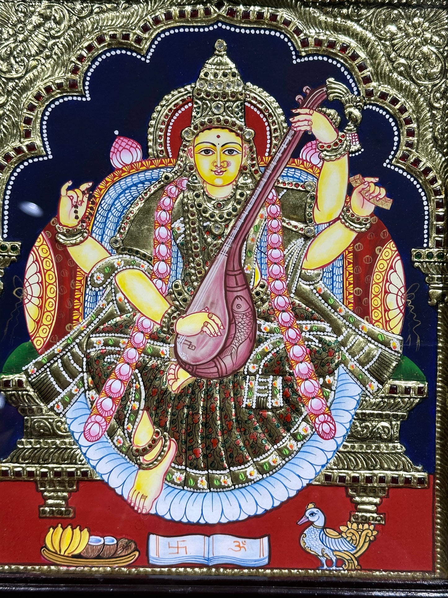 Saraswati Devi Tanjore 13”x15”