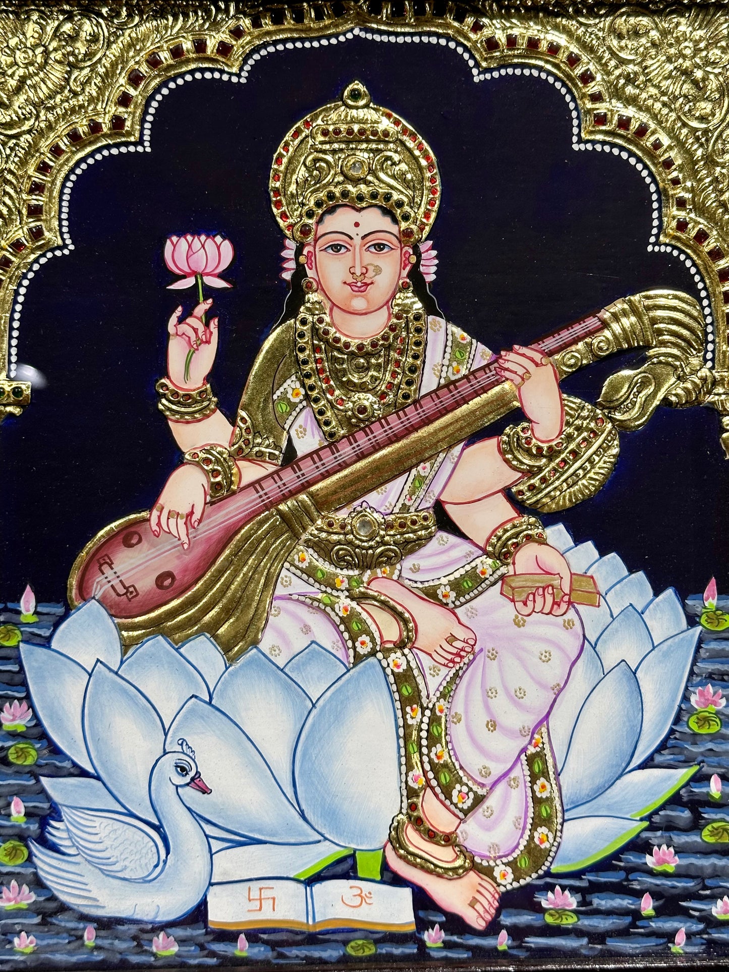 Saraswati Devi Tanjore 13”x15”