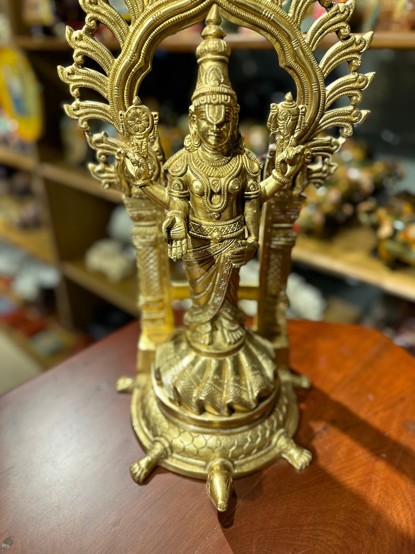 17” Standing Tirupati Balaji Brass Statue on Tortoise