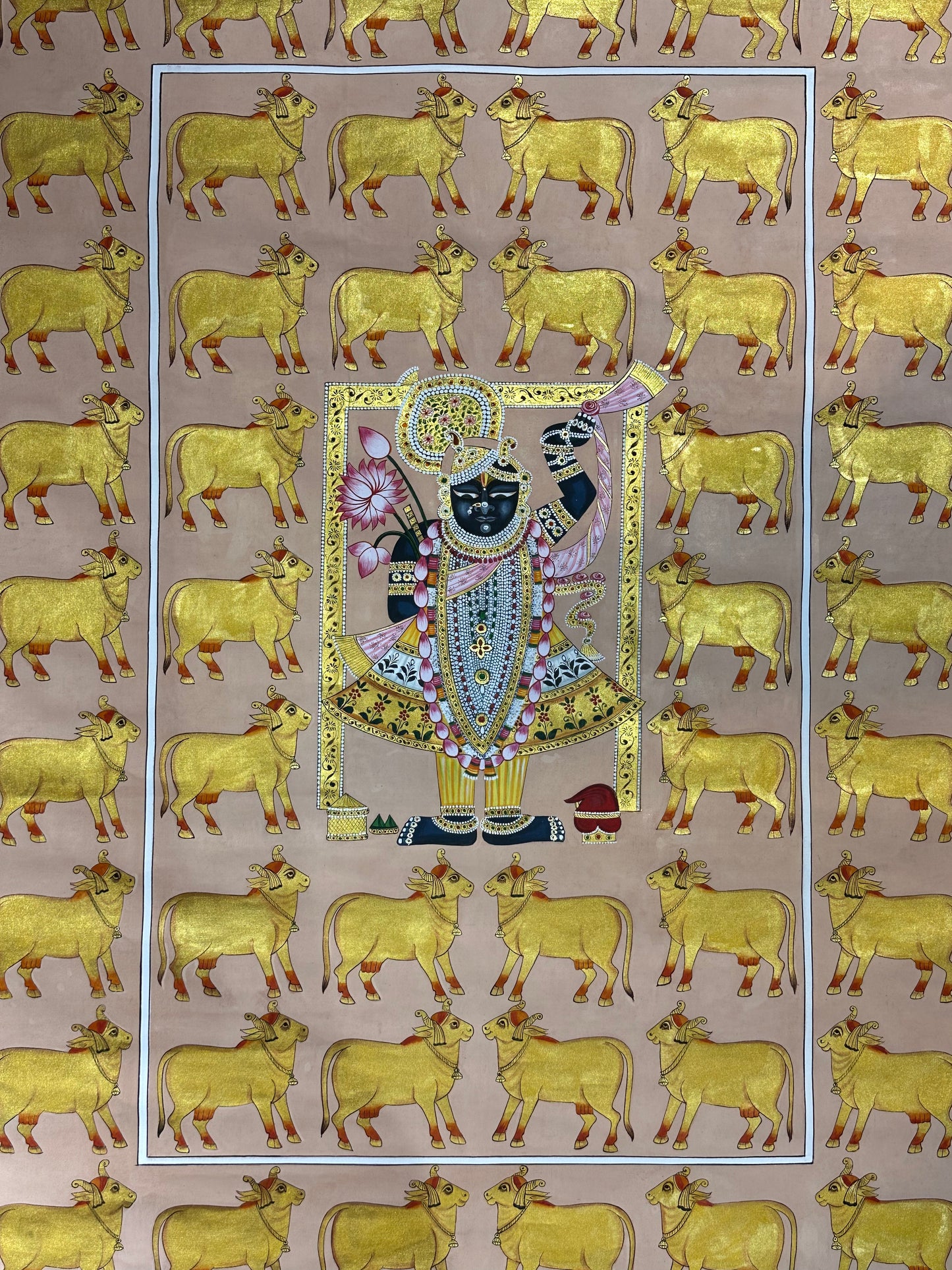 Shrinathji with Cows Pichwai 3x4ft