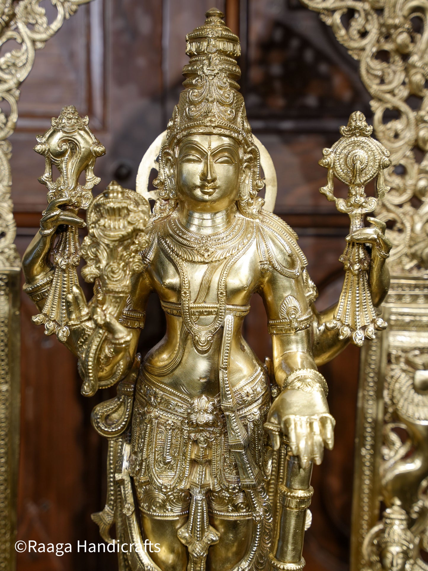 Bronze Fine Carved Lord Vishnu 43"