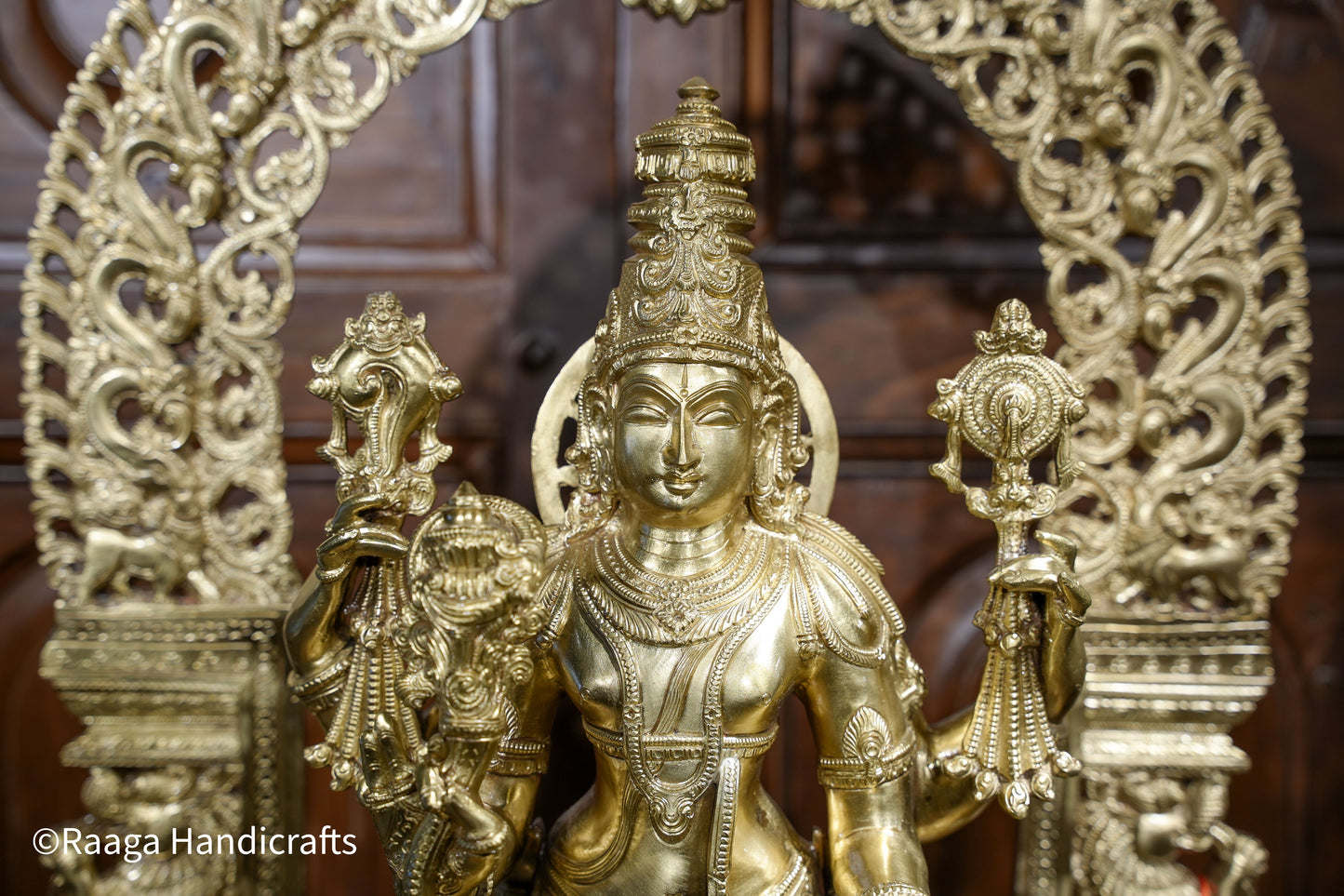 Bronze Fine Carved Lord Vishnu 43"