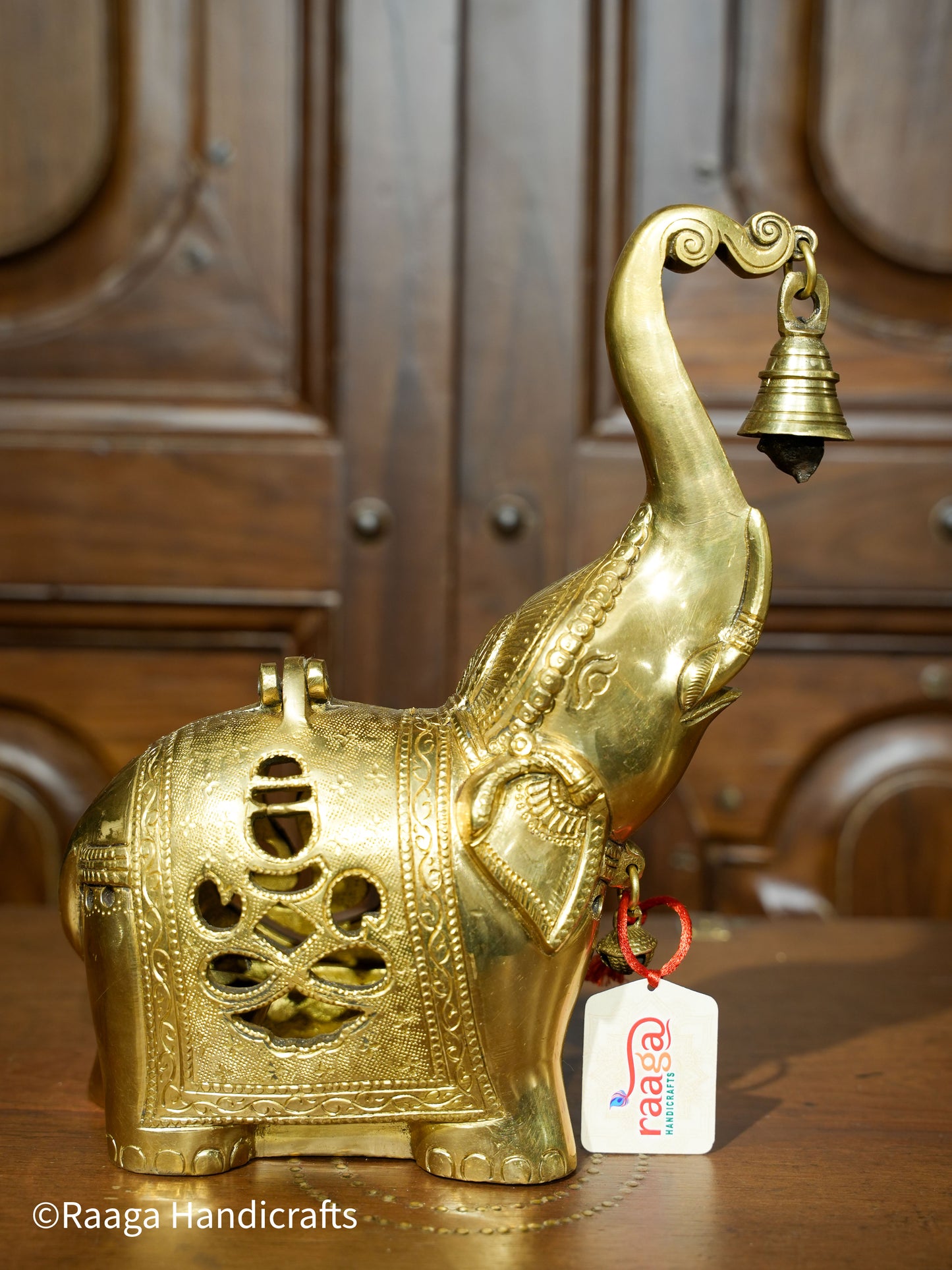 Brass Elephant with Ganesh Jali work