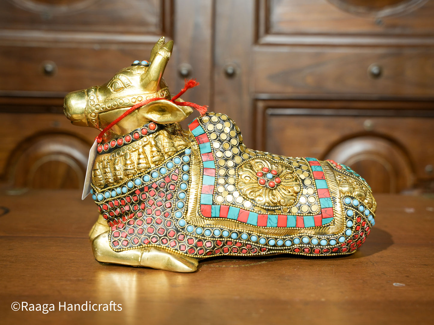 Brass Nandi with Stonework