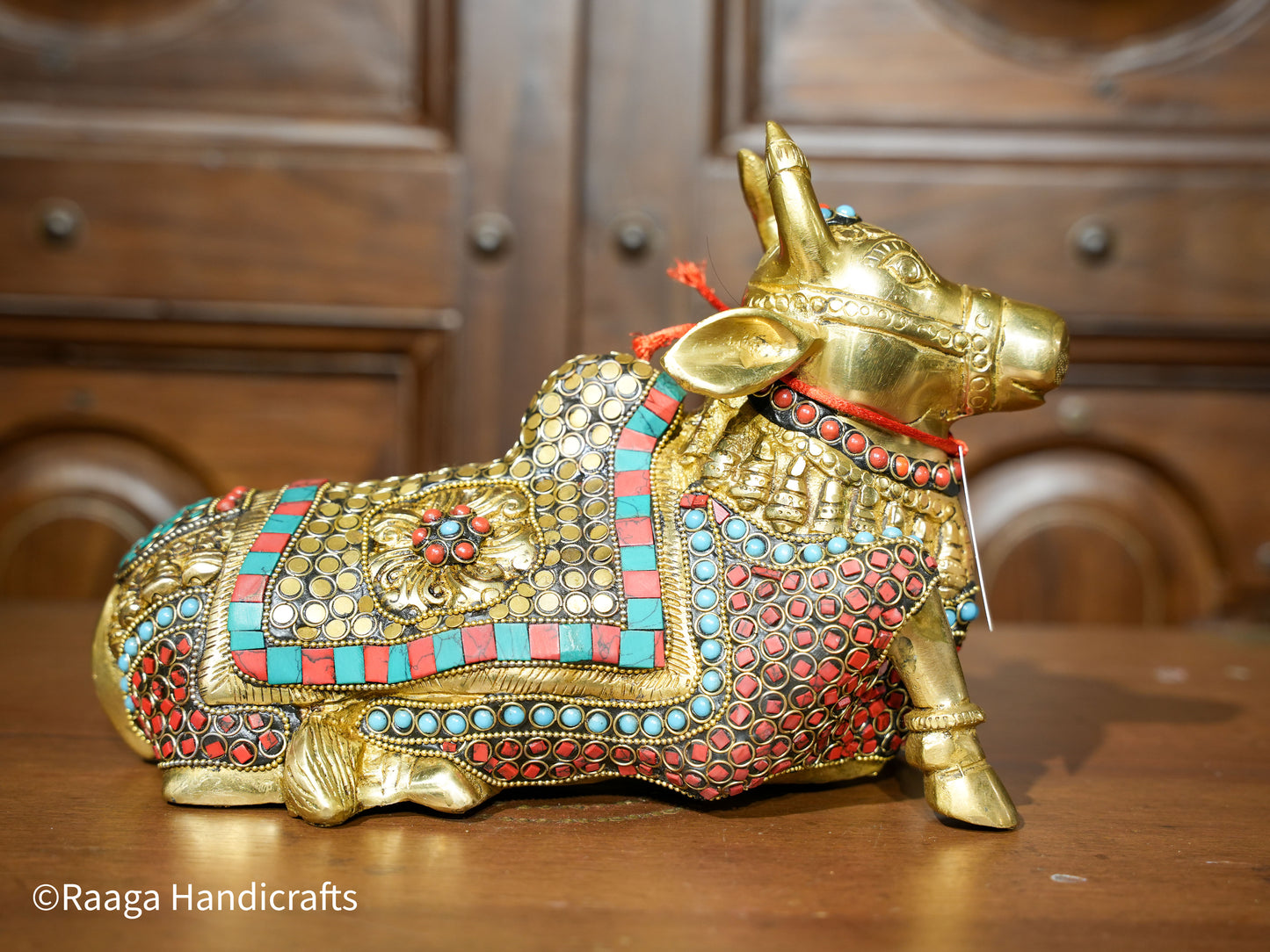 Brass Nandi with Stonework